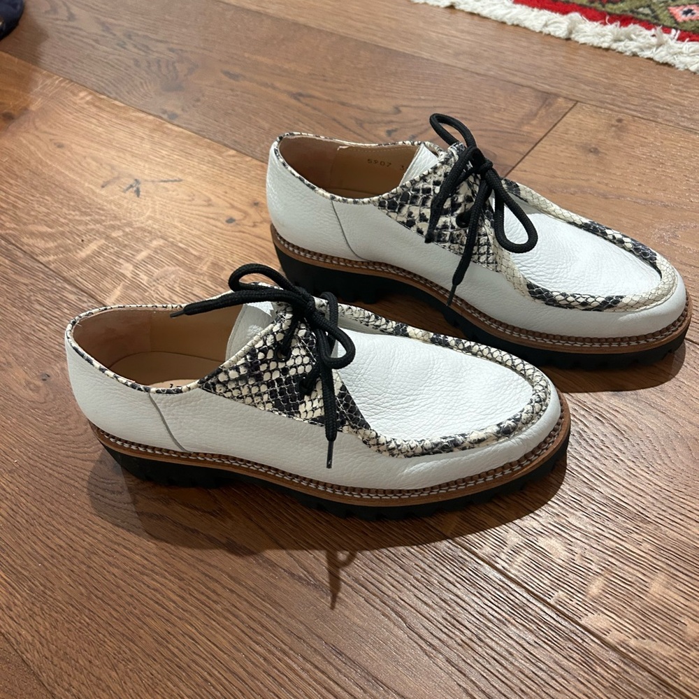 Jon Josef Glacier White Tumble Leather Oxford Shoes